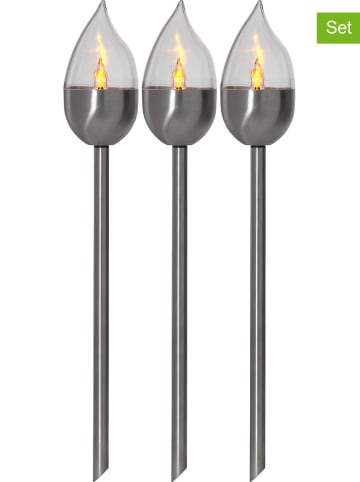 STAR Trading 3er-Set: Edelstahl-LED-Solar-Gartenstecker "Olympus" - (H)40 cm