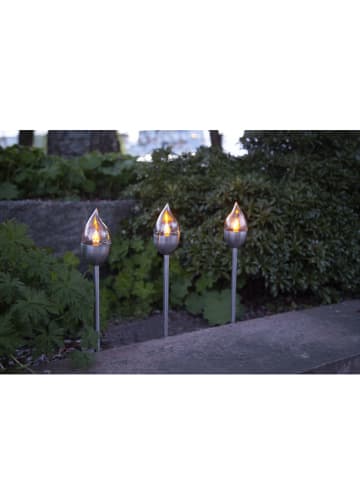 STAR Trading 3er-Set: Edelstahl-LED-Solar-Gartenstecker "Olympus" - (H)40 cm