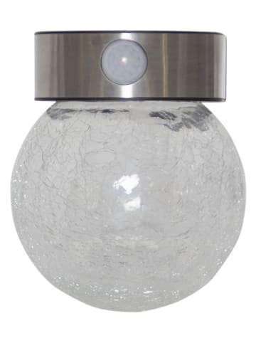 STAR Trading LED-Solar-Wandleuchte "Glory" in Silber - (H)14,5 x Ø 12 cm