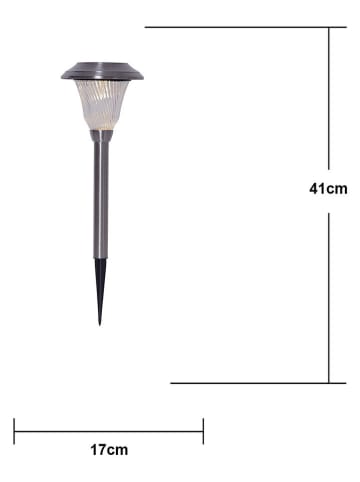 STAR Trading LED-Solar-Gartenstecker "Barcelona" in Silber - (H)41 x Ø 17 cm