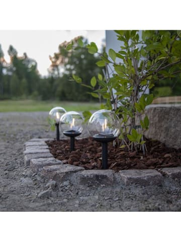 STAR Trading 3er-Set: LED-Solar-Gartenstecker "Globe" in Schwarz - (H)25 x Ø 10 cm