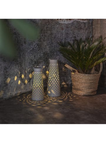 STAR Trading LED-Solar-Laterne "Romby" in Grau - (H)38,5 x Ø 15,5 cm