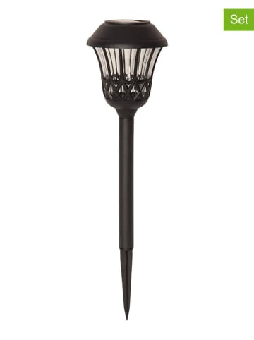 STAR Trading 4er-Set: LED-Solar-Gartenstecker "Lace" in Schwarz - (H)31 x Ø 11 cm