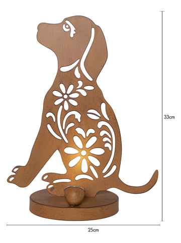 STAR Trading Solarna lampa dekoracyjna LED "Oxidog" w kolorze rdzawoczerwonym - 33 x 25 cm