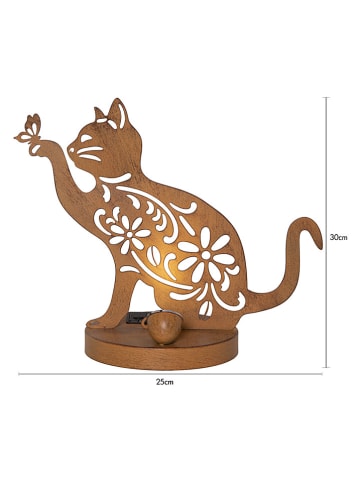 STAR Trading LED-Solar-Dekoleuchte "Oxicat" in Rostrot - (L)30 x (B)25 cm