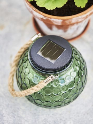 STAR Trading LED-Solar-Laterne "Dotte"Glas in Grün - (B)15 x (H)13,5 cm