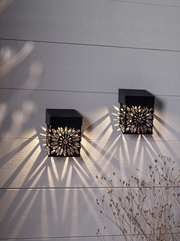 STAR Trading 2er-Set: LED-Solar-Wandleuchte "Izola Wall" in Schwarz - (B)7,5 x (H)10 cm