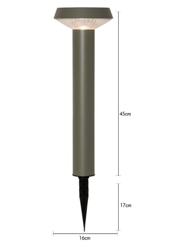 STAR Trading LED-Solar-Gartenstecker "Casa'' in Khaki - (H)45 x Ø 16 cm