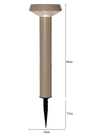 STAR Trading LED-Solar-Gartenstecker "Casa'' in Beige - (H)45 x Ø 16 cm