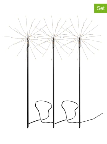 STAR Trading 3er-Set: LED-Gartenstecker "Firework Outdoor" in Schwarz - (B)65 x (H)200 cm