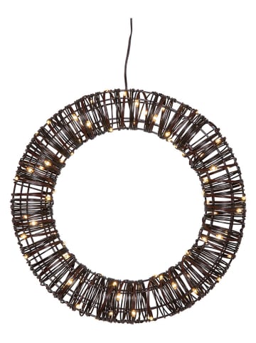 STAR Trading Dekoracyjna lampa LED "Vicke Wreath" w kolorze brązowym - Ø 40 cm