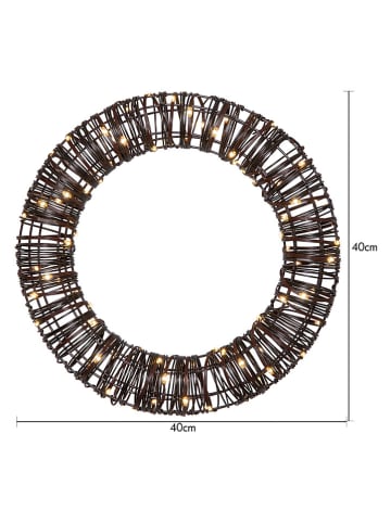 STAR Trading LED-Dekoleuchte ''Vicke Wreath'' in Braun - Ø 40 cm
