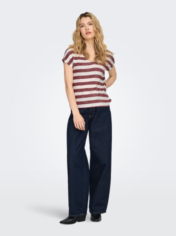 ONLY Koszulka w kolorze bordowo-białym