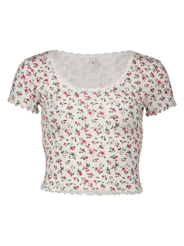 ONLY Shirt in Weiß/ Rot