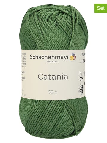 Schachenmayr since 1822 Przędza bawełniana (10 szt.) "Catania" w kolorze zielonym - 10 x 50 g