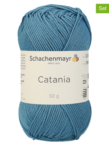 Schachenmayr since 1822 Przędza bawełniana (10 szt.) "Catania" w kolorze niebieskoszarym - 10 x 50 g