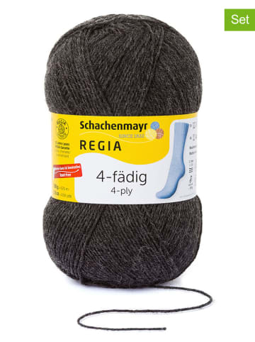 Regia 10-delige set: wollen garen ''4fach Uni'' grijs - 10x 50 g