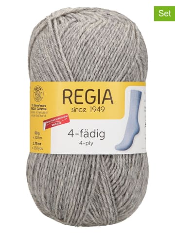 Regia 10-delige set: wollen mixgaren "4fach Color" grijs - 10x 50 g