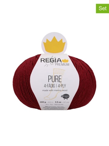 Regia 5er-Set: Wollgarne ''Premium Pure'' in Bordeaux - 5x 100 g