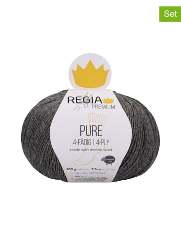 Regia 5er-Set: Wollgarne ''Premium Pure'' in Grau - 5x 100 g