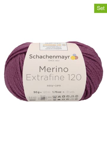 Schachenmayr since 1822 10er-Set: Wollgarne ''Merino Extrafine 120'' in Aubergine - 10x50 g
