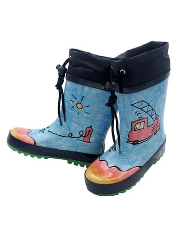 MaxiMo Gummistiefel "Feuerwehr" in Dunkelblau/ Hellblau/ Rot