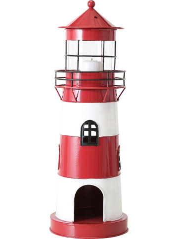 Boltze 2er-Set: Windlichter "Leuchtturm" in Weiß/ Rot
