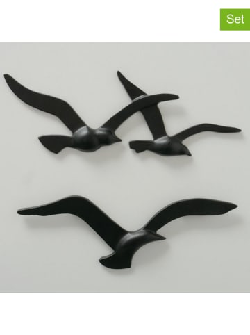 Boltze Dekoracje ścienne (2 szt.) "Birdy" w kolorze czarnym