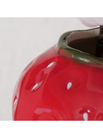 Boltze Wazon "Strawberry" w kolorze czerwono-zielonym - wys. 16 x Ø 14 cm