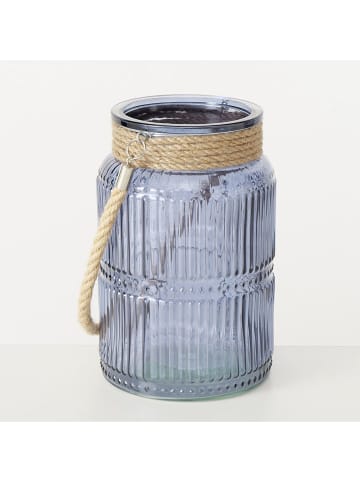 Boltze Windlicht ''Sunio'' in Hellblau - (H)21 x Ø 13,5 cm