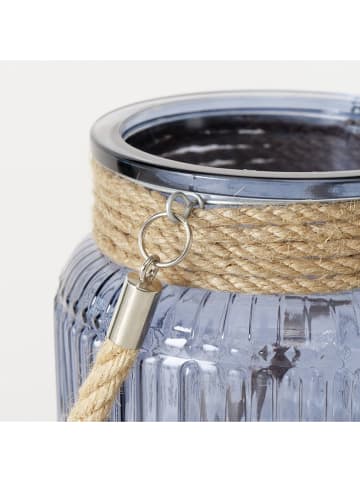 Boltze Windlicht ''Sunio'' in Hellblau - (H)21 x Ø 13,5 cm