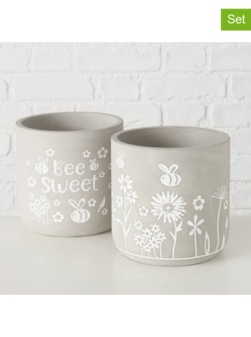 Boltze 2er-Set: Übertöpfe "Honey" in Grau - (H)16  Ø 16 cm