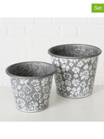 Boltze 2er-Set: Übertöpfe "Polly" in Silber/ Weiß