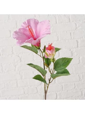 Boltze Gałązka dekoracyjna "Hibiscus" w kolorze zielono-różowym - dł. 64 cm