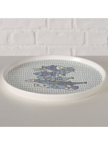Boltze Ontbijtbord ''Fish'' wit/blauw - Ø 20,5 cm