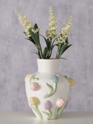 Boltze Vase "Tulipe" in Creme/ Bunt - (B)11,5 x (H)13,5 x (T)11 cm