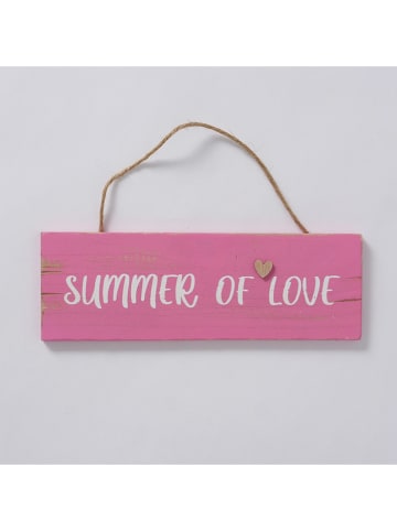 Boltze 2er-Set: Schilder "Summer of Love" in Türkis/ Pink - (B)30 x (H)10 cm