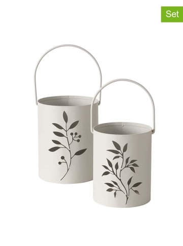 Boltze 2er-Set: Windlichter "Leavi" in Weiß