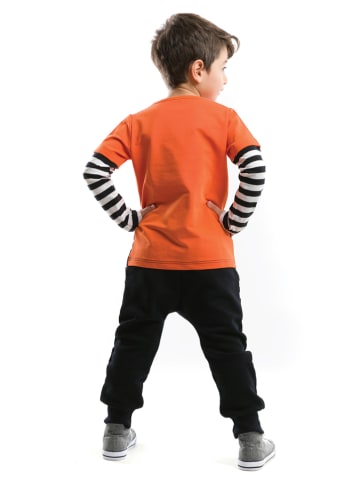 Denokids 2-delige outfit "Monster Lee" zwart/oranje