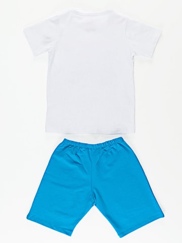 Denokids 2-delige outfit "Shark Island" wit/lichtblauw