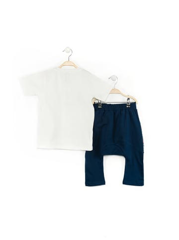Denokids 2tlg. Outfit "Dino" in Weiß/ Dunkelblau