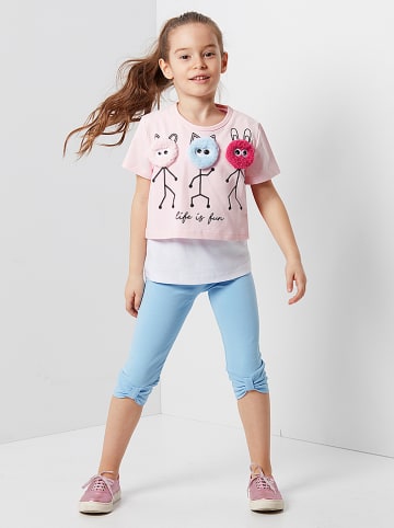 Denokids 2tlg. Outfit "Life Is Fun" in Rosa/ Hellblau