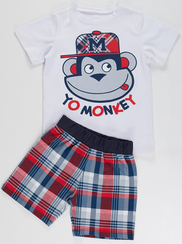 Denokids 2-delige outfit "Monkey" wit/blauw/rood