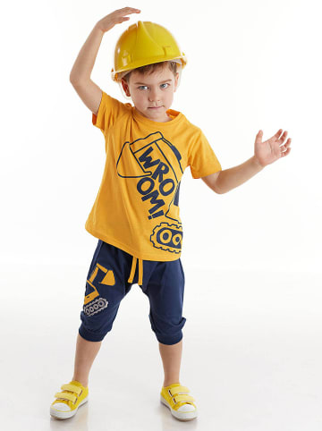 Denokids 2-delige outfit donkerblauw/geel