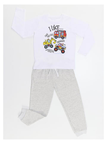 Denokids 2-delige outfit "Construction Boy" wit/lichtgrijs