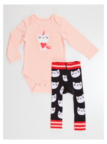 Denokids 2tlg. Outfit "Cat" in Rosa/ Schwarz