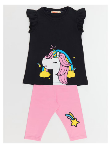 Denokids 2tlg. Outfit "Unicorn Rainbow" in Rosa/ Schwarz