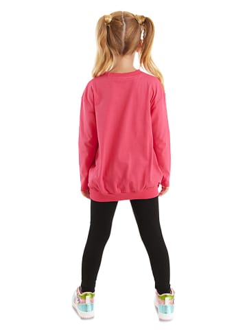 Denokids 2-delige outfit "Twin Cats" roze/zwart