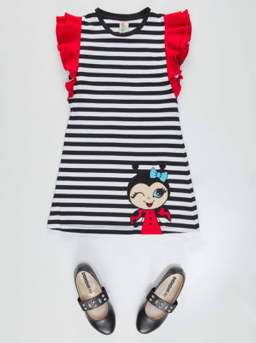 Denokids Kleid "Ladybug" in Schwarz/ Weiß/ Rot