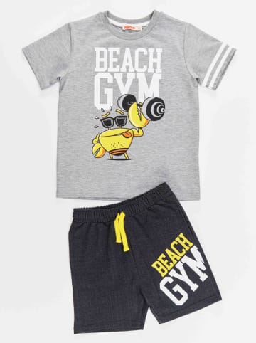 Denokids 2-delige outfit "Beach Gym" grijs/antraciet